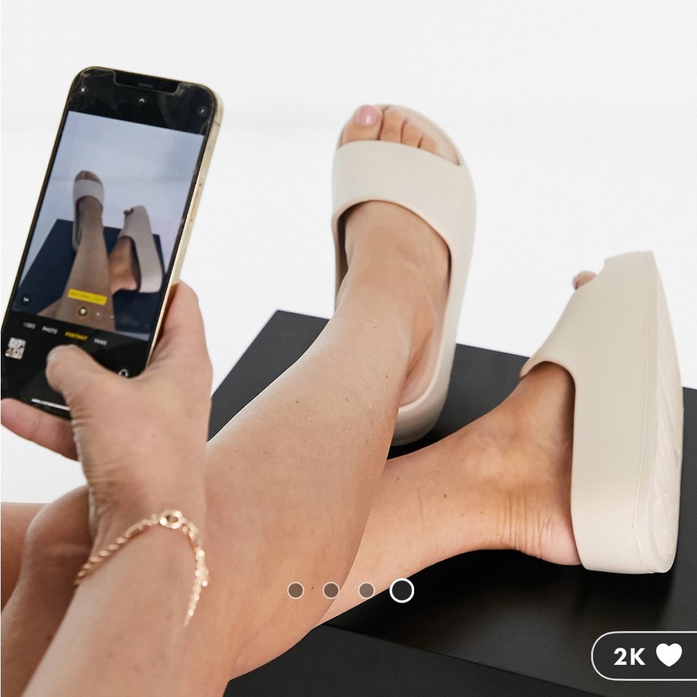 ASOS X flat form foam pool sliders in stone